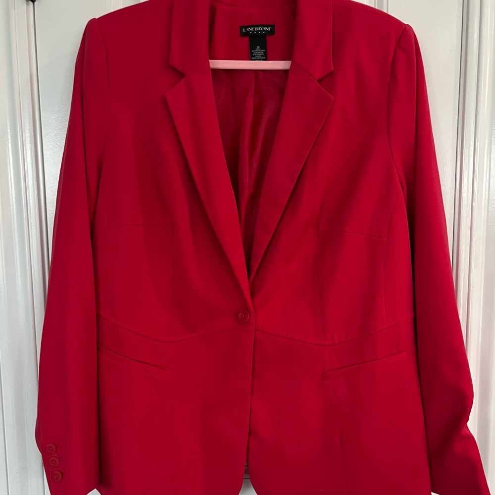 Lane Bryant Red Single-Button Blazer